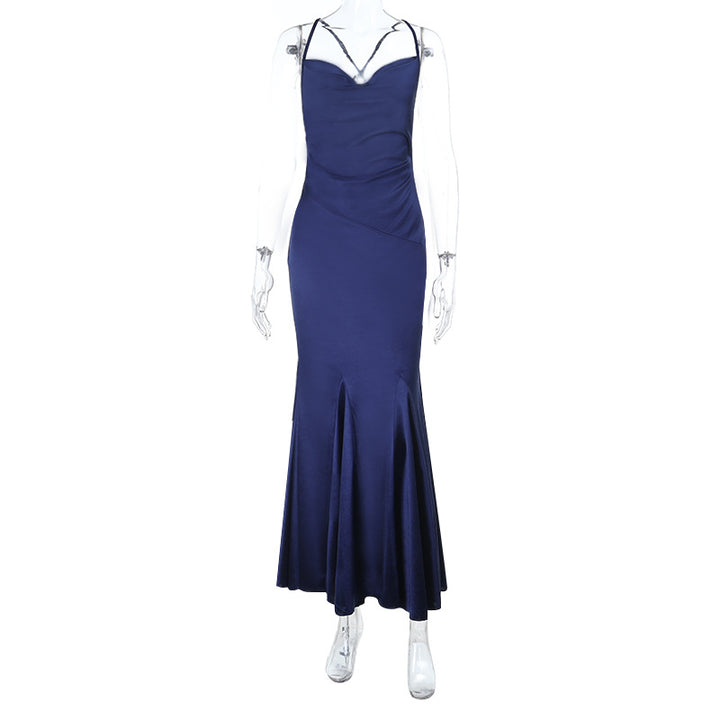 Damen elegantes Maxikleid mit verführerischem Schnitt und feinen Spaghettiträgern Drune