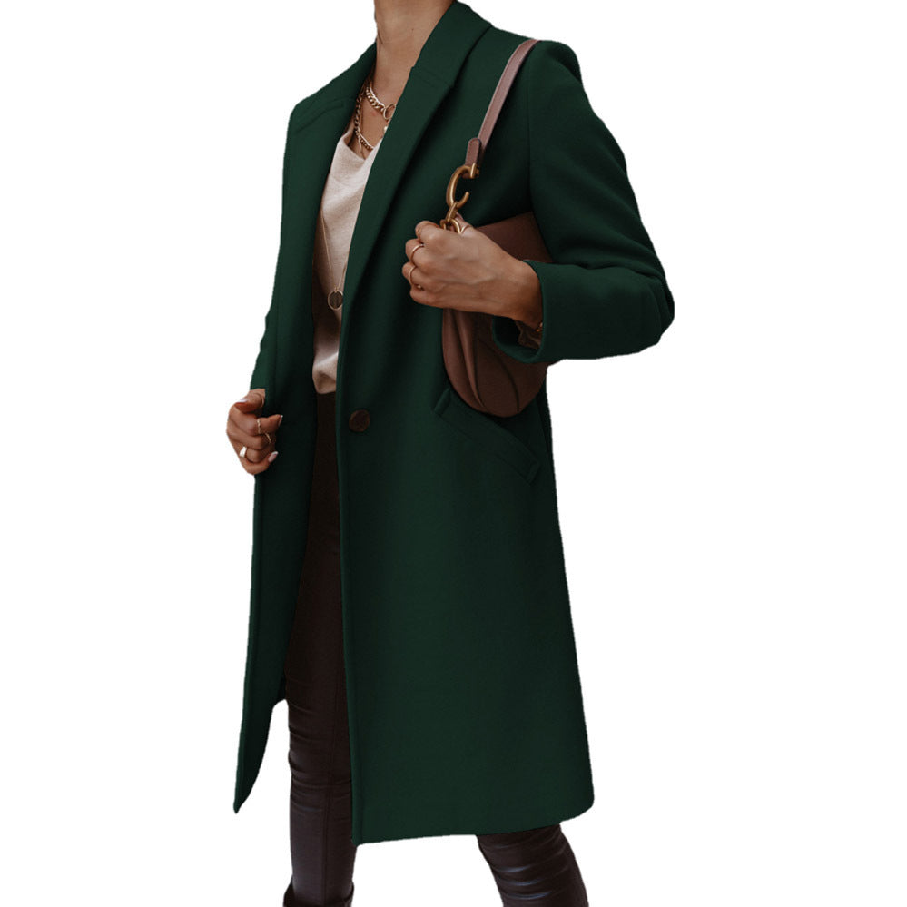 Damen eleganter Longblazer mit schmalem Schnitt und praktischen Taschen Drune