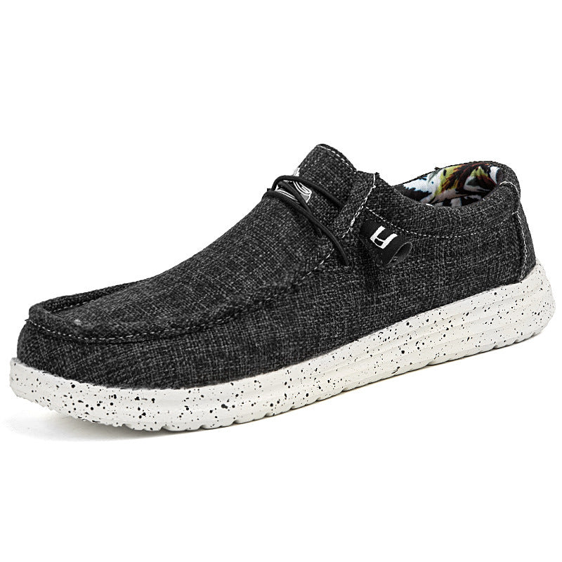 Herren Legerer Canvas-Mokassin-Slipper mit geflochtener Schnürung und gefleckter EVA-Sohle Drune