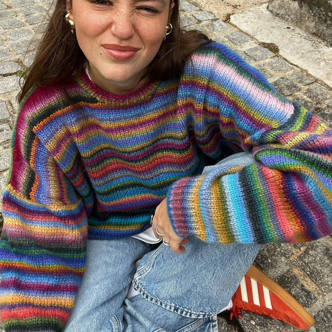 Damen gestrickter Farbverlauf Pullover Drune