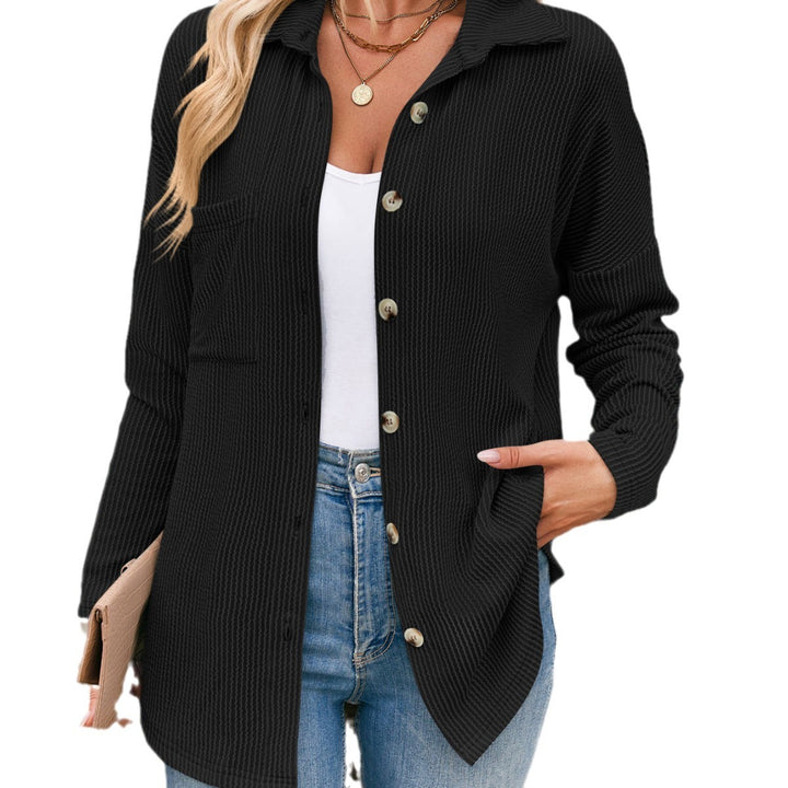 Damen Strukturierte Button-Down-Bluse mit Taschen Drune