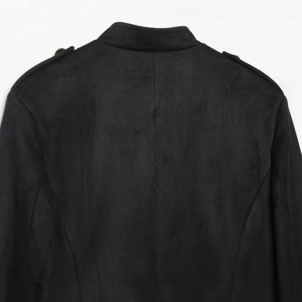 Damen Kurz geschnittene Wollmix-Jacke mit Stehkragen, Reißverschluss und Ballonärmeln Drune