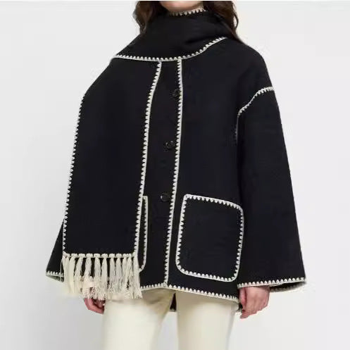 Damen Fransenjacke mit eleganter Saumverzierung Drune