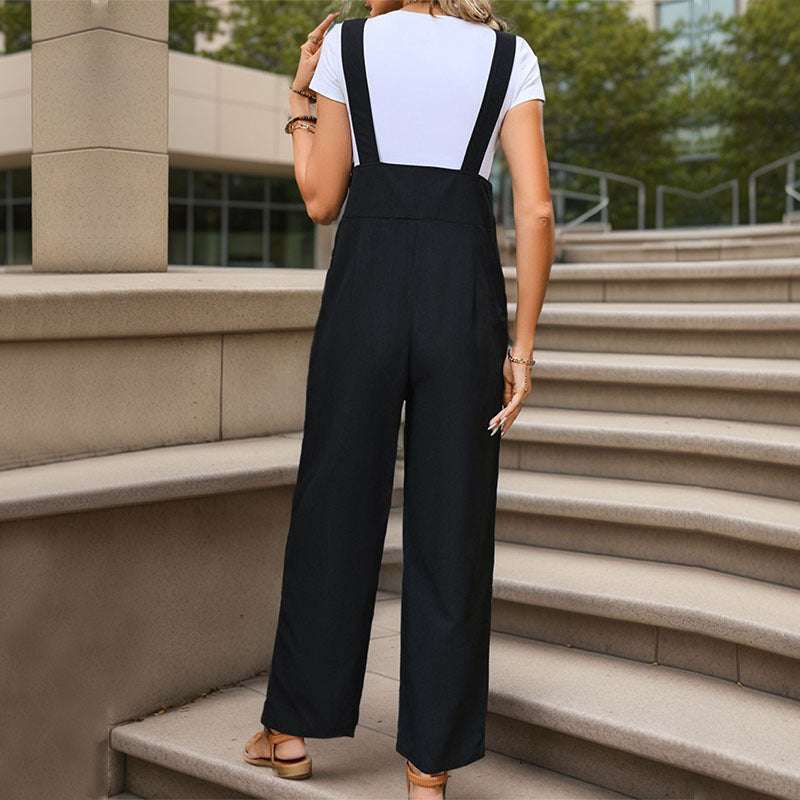 Damen Latzhose mit seitlichen Taschen und Knopfdetails Drune