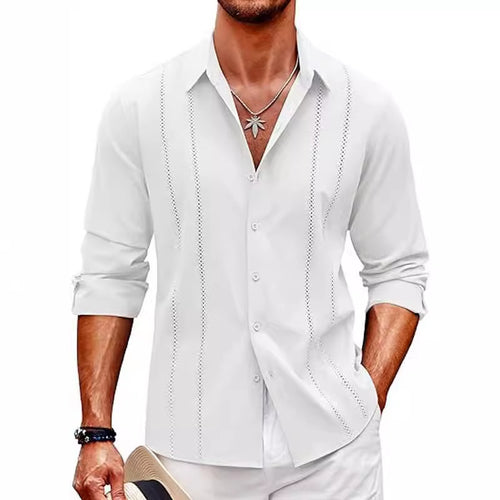 Herren elegante Langarmbluse mit feinem Streifenmuster Drune