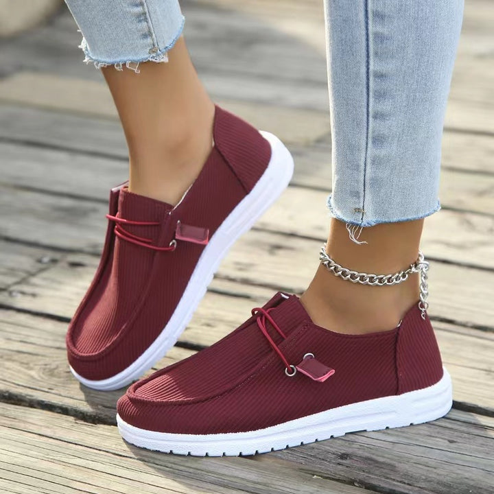 Damen nan urbaner Slip-On Loafer mit geripptem Textiloberteil und dämpfender Gummisohle Drune
