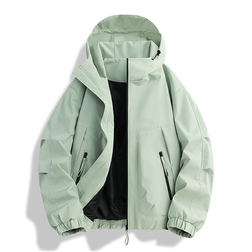 Herren wasserdichter Hooded-Utility-Parka mit verschweißten Nähten, verstellbarer Kapuze und verdeckten Reißverschlusstaschen Drune