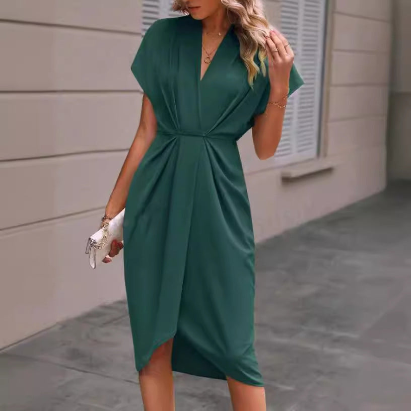 Damen Wickelkleid mit elegantem Drapierungsdesign Drune