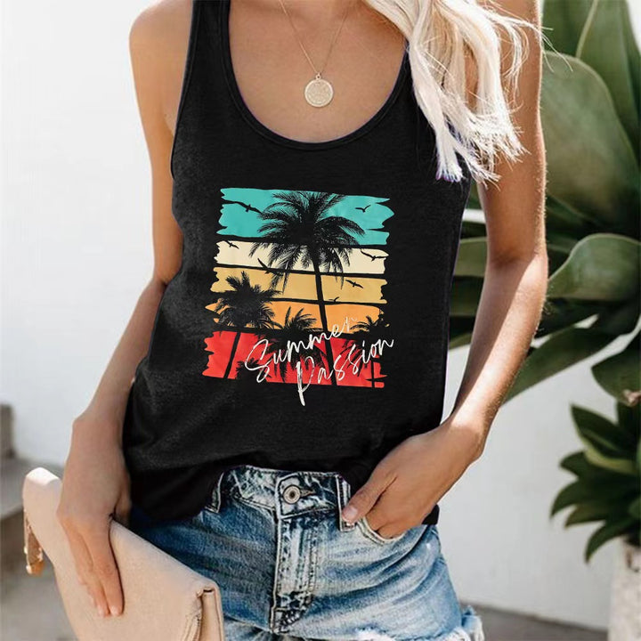 Damen ärmelloses Freizeitshirt mit trendigem Grafikdesign Drune