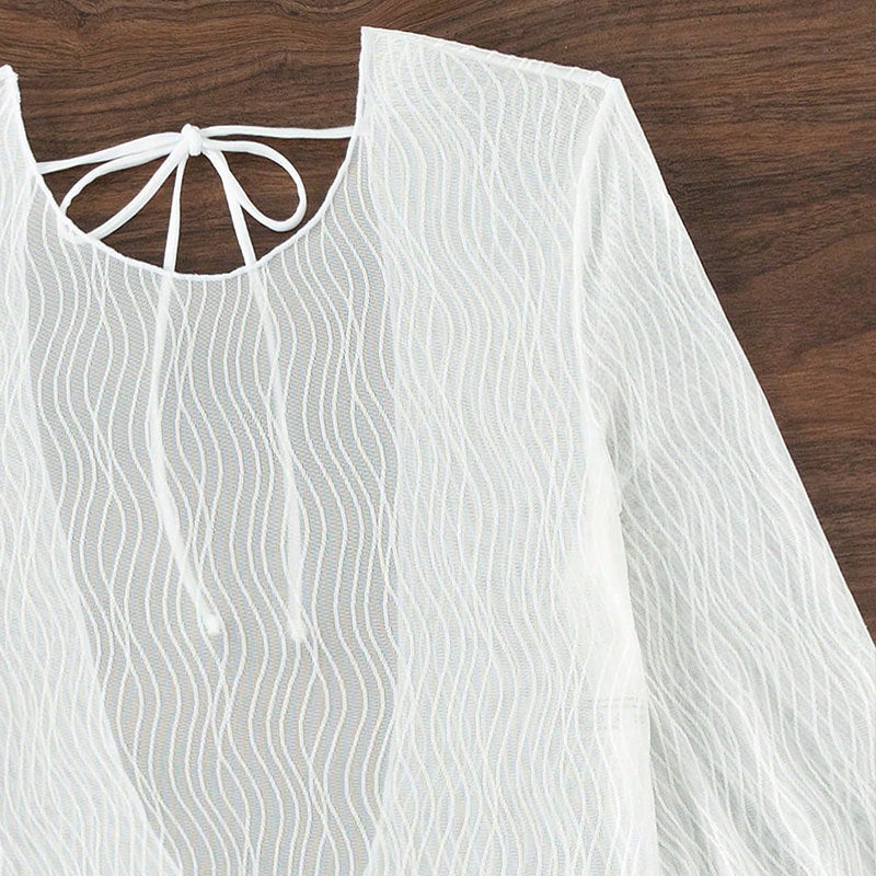 Damen Strandkleid mit langen Ärmeln und modischem Wickeldetail Drune