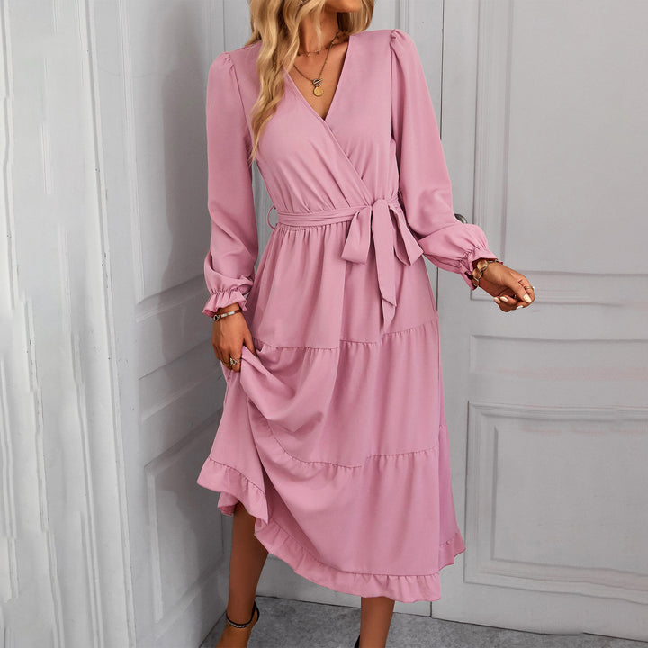 Damen Wickelkleid mit Rüschen und Taillengürtel Drune