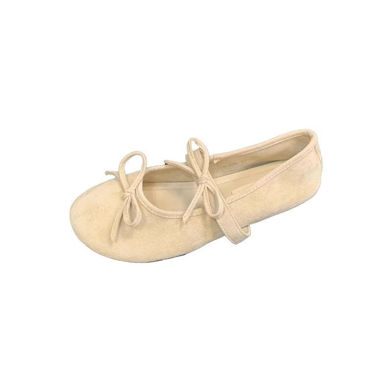 Damen Ballerinas aus weichem Wildleder mit zartem Schleifenverzierung Drune