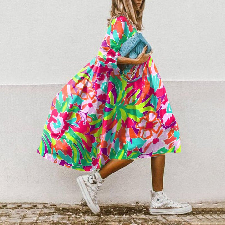 Damen Freizeitkleid mit farbenfrohem Blumendesign Drune