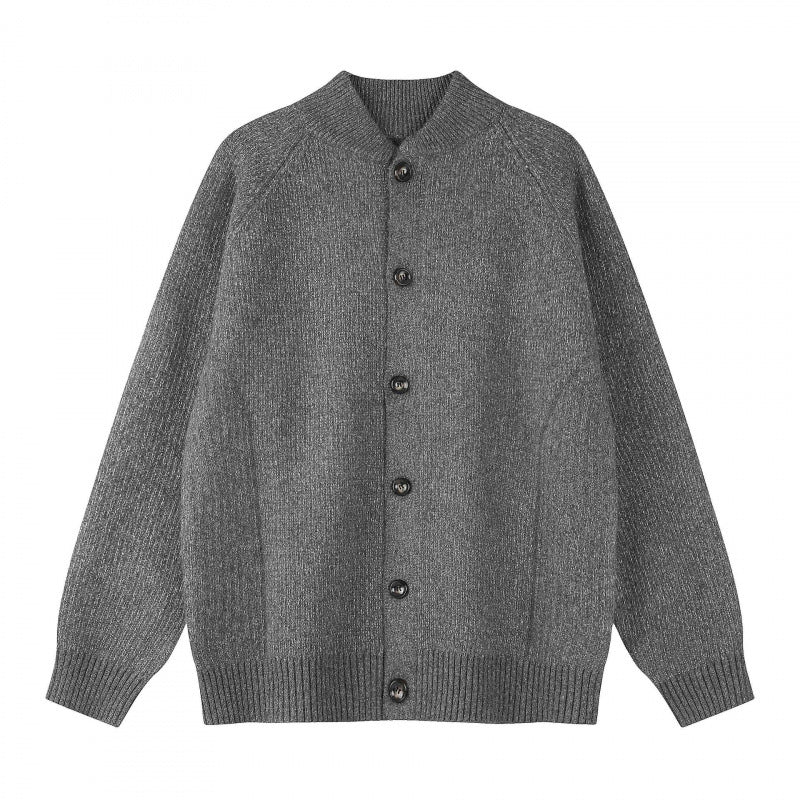 Herren Relaxter Grobstrick-Cardigan mit Raglanärmeln und Rippenabschlüssen Drune