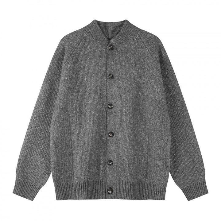 Herren Relaxter Grobstrick-Cardigan mit Raglanärmeln und Rippenabschlüssen Drune