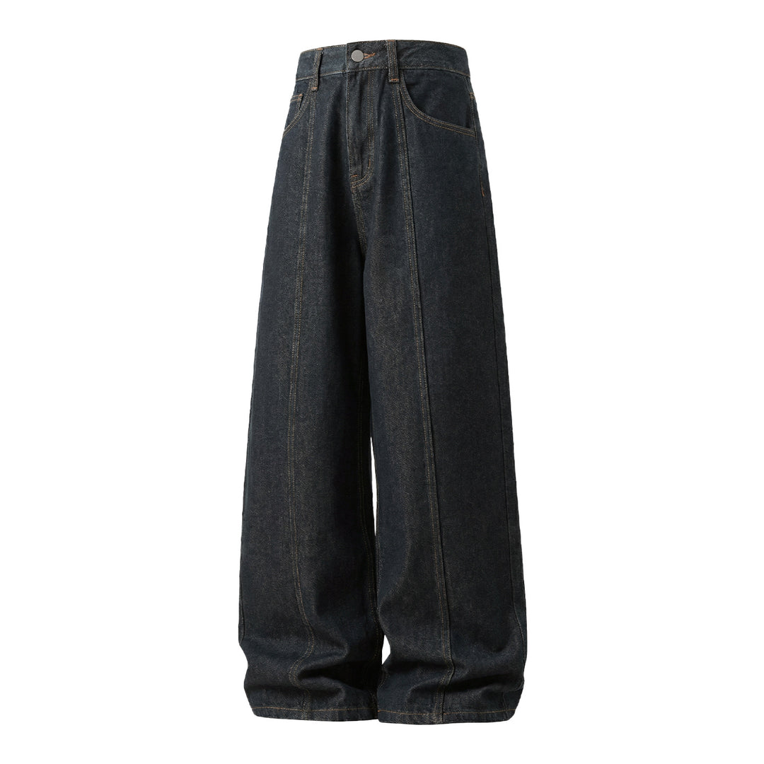 Damen Ultraweite High-Waist Denim-Palazzo-Hose mit vertikalen Teilungsnähten Drune