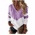 Damen nan V-Ausschnitt Strickpullover mit Chevron-Muster und Oversize-Schnitt Drune