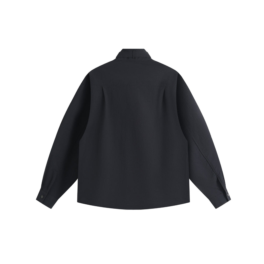 Unisex Oversize-Hemdjacke mit Stehkragen und Druckknopf-Front Drune