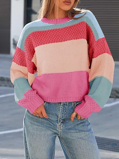 Damen Grobstrickpullover mit Farbblockdesign und oversized Schnitt Drune