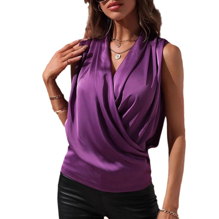 Damen elegantes Oberteil mit Wickeldesign und gerafftem Schnitt Drune