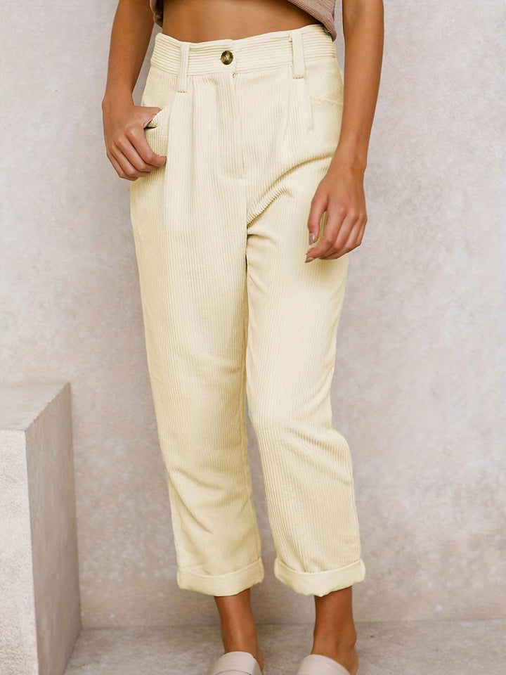 Damen Hochtaillierte Texturierte Hose Drune