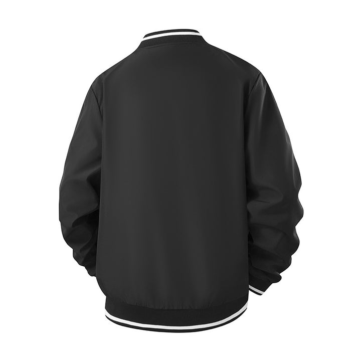 Herren Varsity-Bomberjacke im College-Stil mit Druckknopfverschluss und gerippten Kontrastbündchen Drune