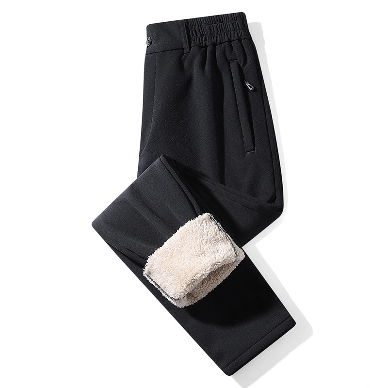 Herren Gefütterte Lounge-Hose mit Teddy-Innenfutter, elastischem Bund und Reißverschlusstaschen Drune