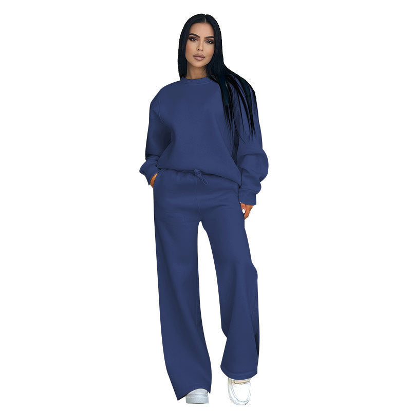Damen nan Lounge-Set mit Oversize-Rundhalsausschnitt und hochgeschnittener Jogginghose mit weitem Bein Drune