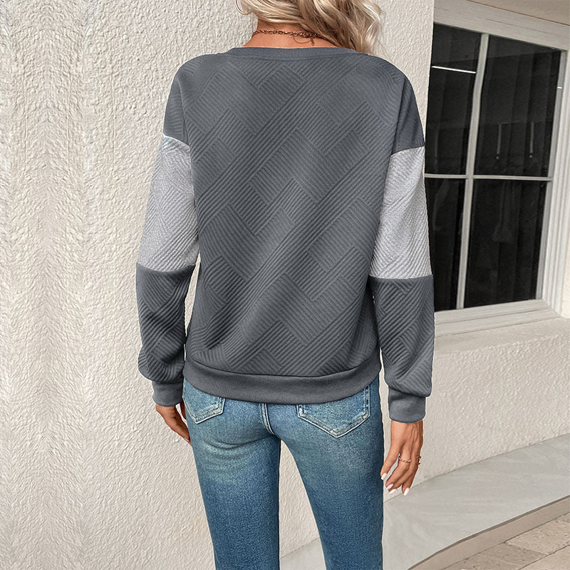 Damen lässiges Sweatshirt mit geometrischem Muster und trendigem Schnitt Drune