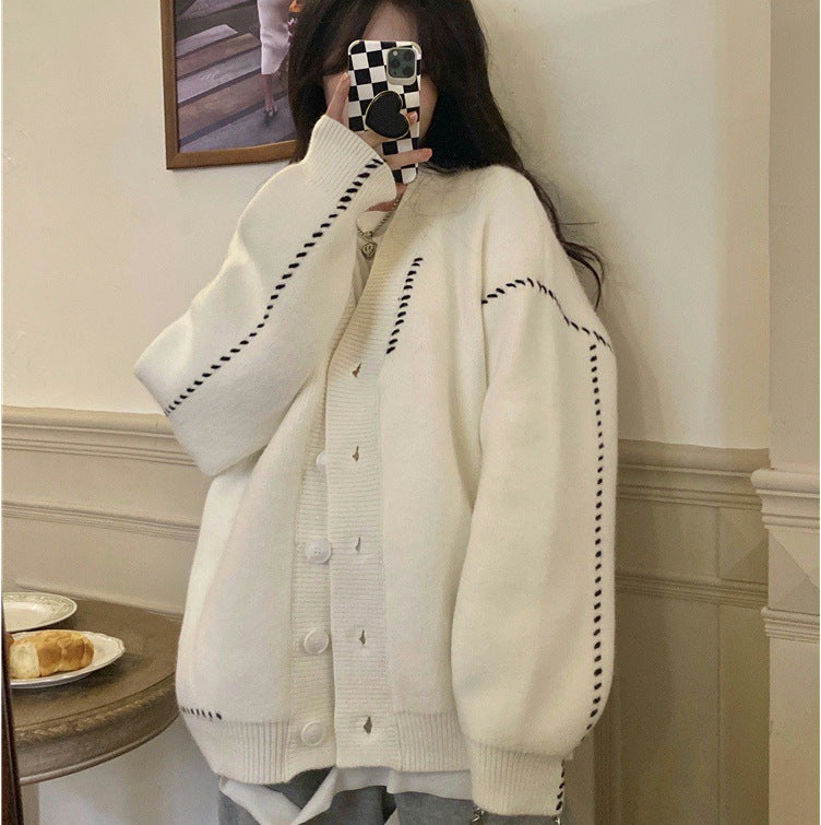 Damen Großer Strickcardigan mit Knopfdetails und weichem Material Drune