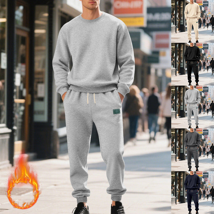 Herren nan relaxed-fit Baumwoll-Fleece-Jogginghose mit elastischem Tunnelzug, gerippten Beinabschlüssen und dezenter Patch-Applikation Drune