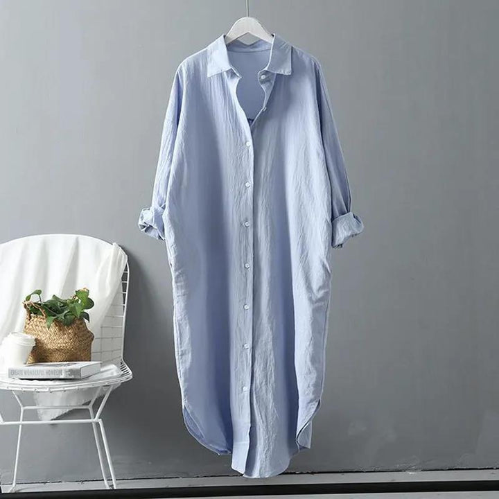 Damen oversized Blusenhemd in lässigem Schnitt mit Knopfleiste Drune