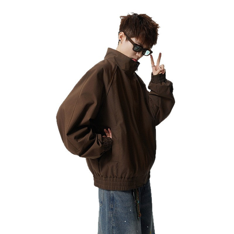 Unisex Oversized Windjacke mit Stehkragen und Raglanärmeln Drune