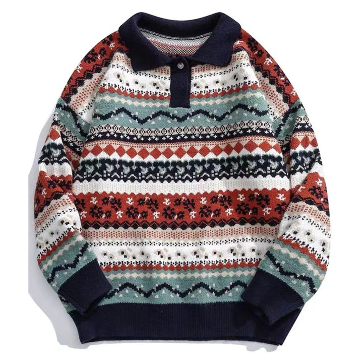 Damen Gemütlicher Strickpullover im ethnischen Muster Drune