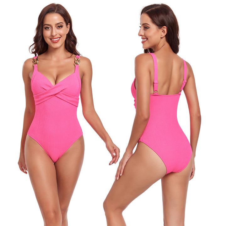 Damen Bikini mit Kreuzband-Design und goldenen Akzenten Drune