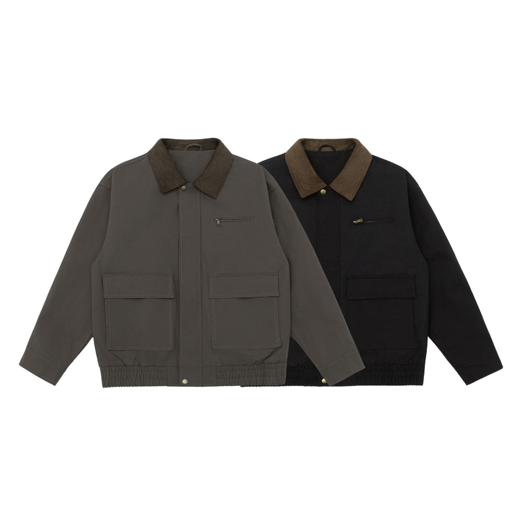 Herren Oversize Workwear-Jacke mit Kordkragen und großen Pattentaschen Drune