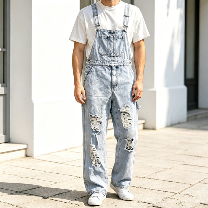 Herren Lässige Ripped Latzhose Drune