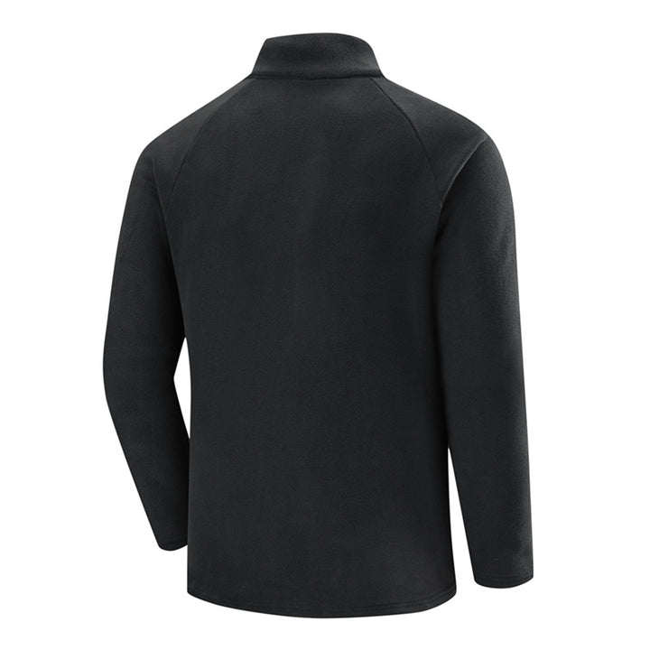 Herren Fleece-Halbzip-Trainingsshirt mit Stehkragen und Ärmel-Reißverschlusstasche Drune
