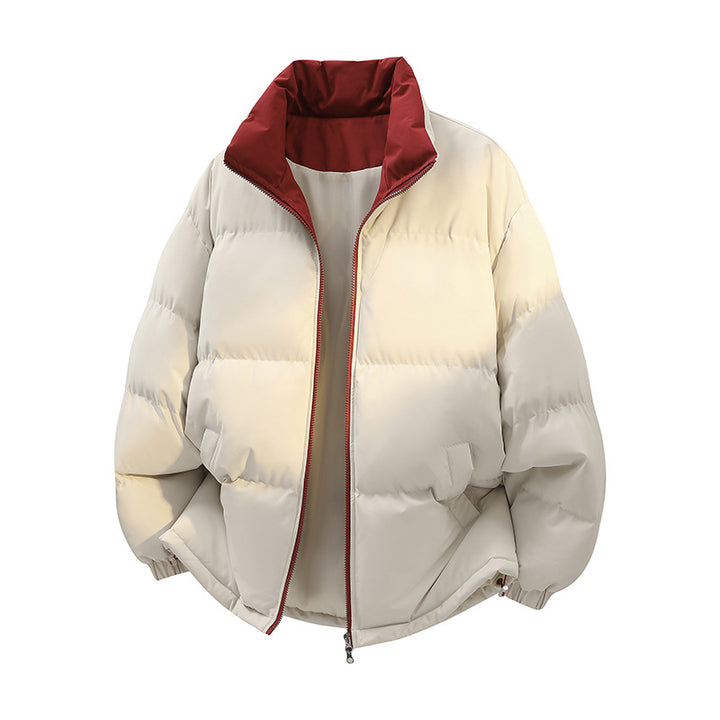 Unisex Oversize-Steppjacke mit hohem Kragen, zweifarbiger Innenfütterung & verstellbarem Saum Drune