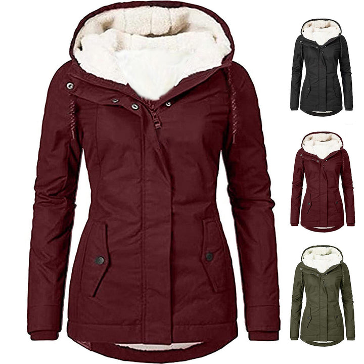Damen Wasserabweisender Parka mit Teddyfutter, Kapuze und Taillierter Passform Drune
