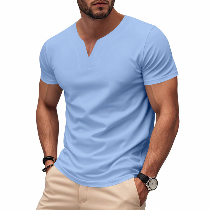 Herren kurzärmliges T-Shirt mit V-Ausschnitt und atmungsaktivem Stoff Drune