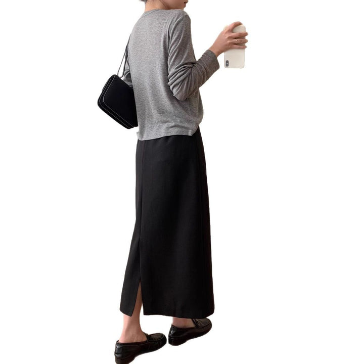 Damen Eleganter Maxi-Rock mit hohem Bund und zeitlosem Schnitt Drune