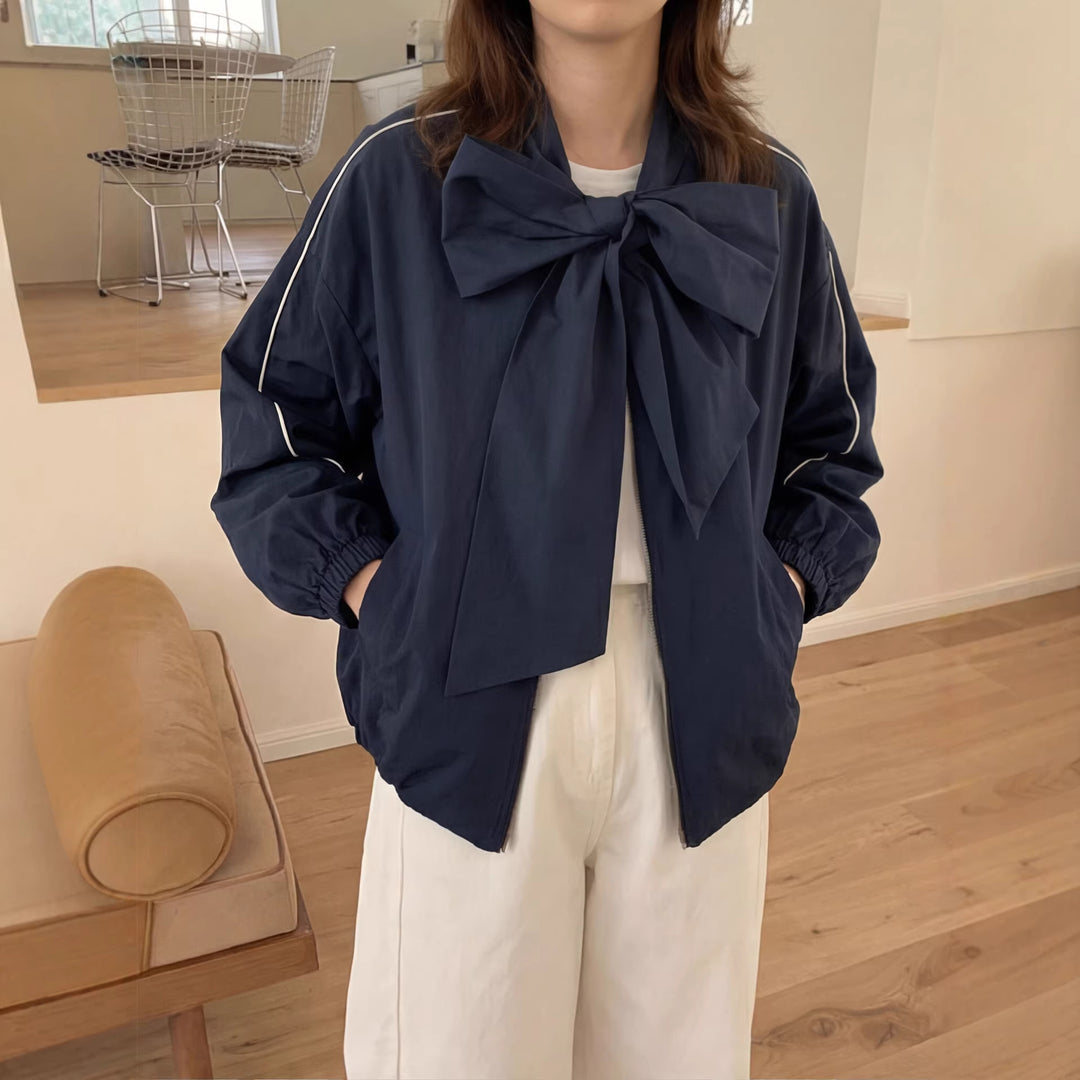Damen Modische Jacke mit Schleife Drune