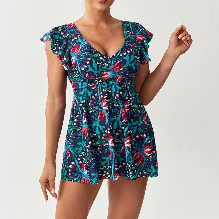 Damen Schwimmkleid mit Rüschendetails Drune