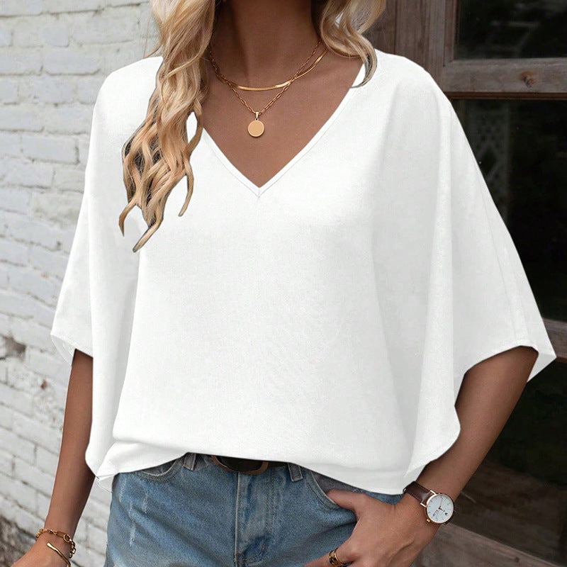 Damen Oversized V-Ausschnitt Top mit lässigem Schnitt Drune