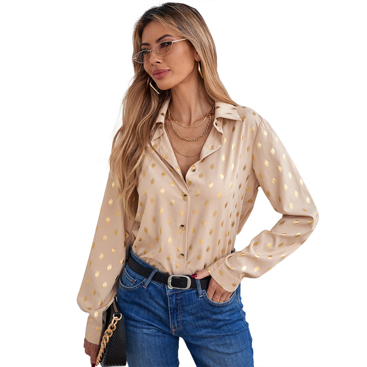 Damen elegante Bluse mit zartem Metallic-Druck und schimmerndem Finish Drune