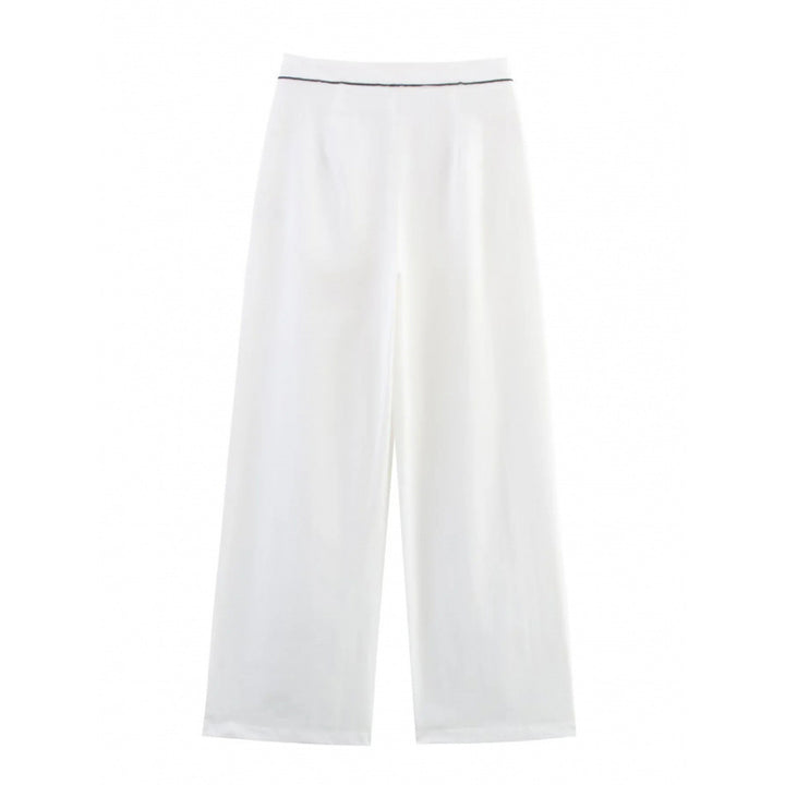 Damen weite Hochkannt-Hose mit eleganter Bundverzierung Drune