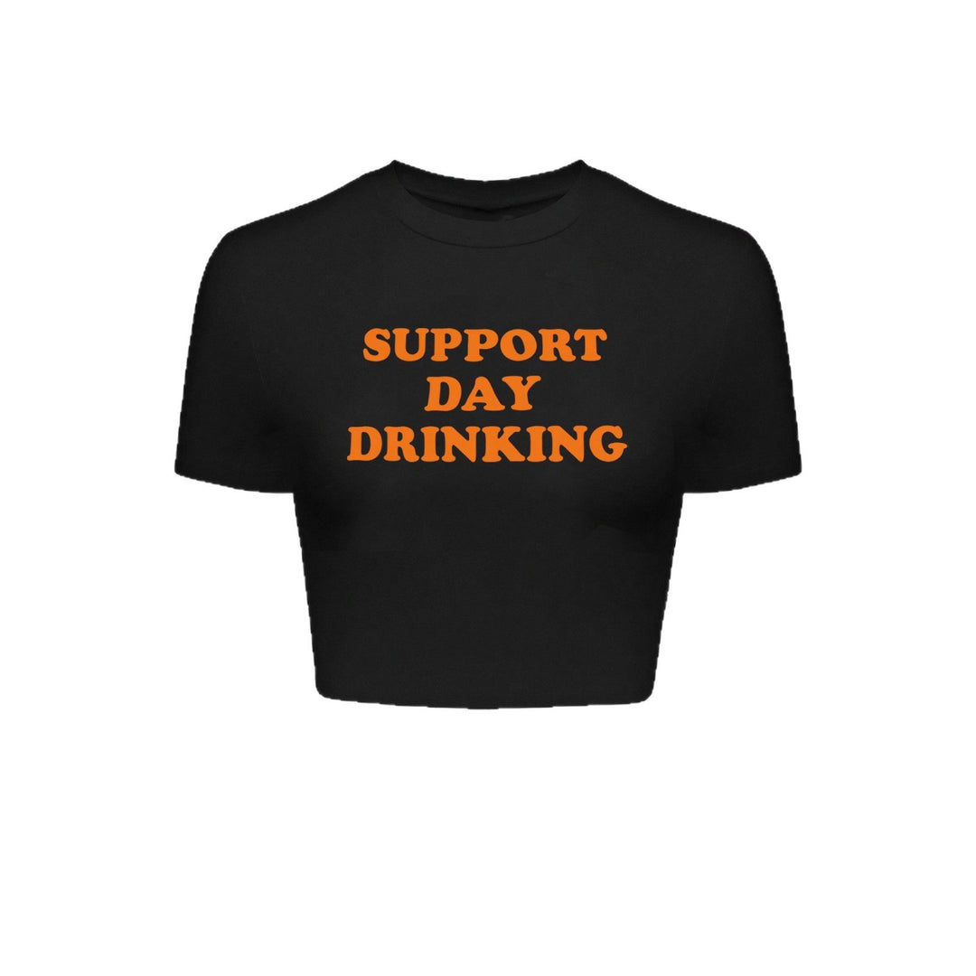 Damen Crop-T-Shirt mit kreativem Spruchdesign Drune