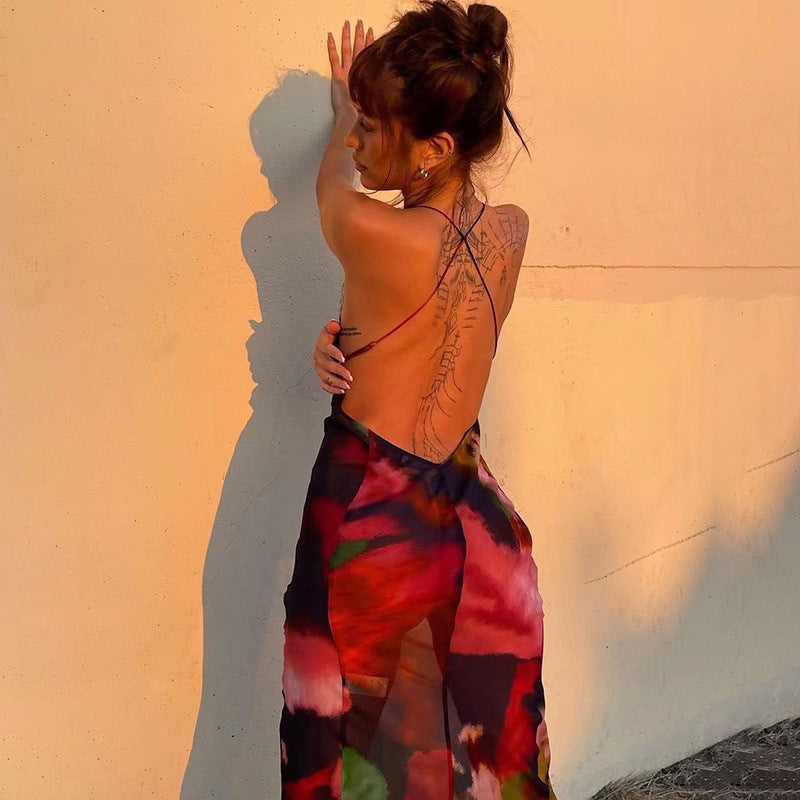 Damen Maxikleid mit raffiniertem Spitzenbesatz und floralen Mustern Drune