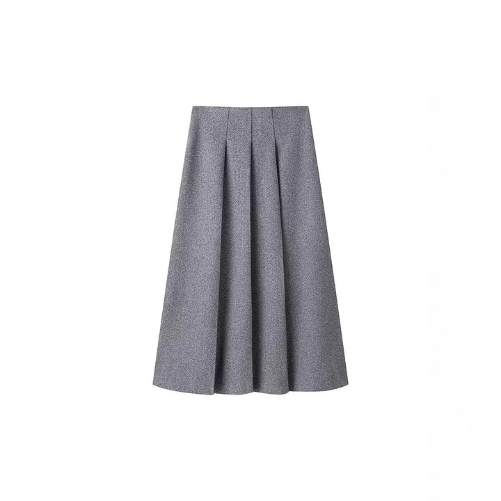 Damen Elegantes Wollmix-Kostüm mit tailliertem Kurzblazer und ausgestelltem Midirock Drune
